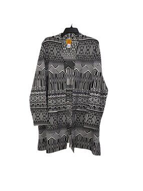 Ruby Rd Women Black&White Open Front Cardigan Sweater 2X Heavy Knit Cotton Blend